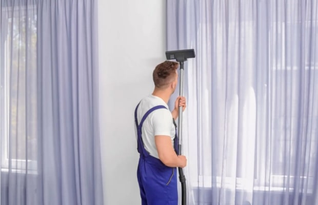 Quy trình giặt rèm cửa chuẩn tại Tân Bình Đảm bảo sạch sâu, không phai màu