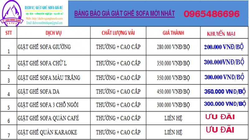 Bảng Giá Dịch Vụ Máy Hút Bụi Giặt Ghế Sofa Tân Bình 0909980348 (Cập Nhật 2025)