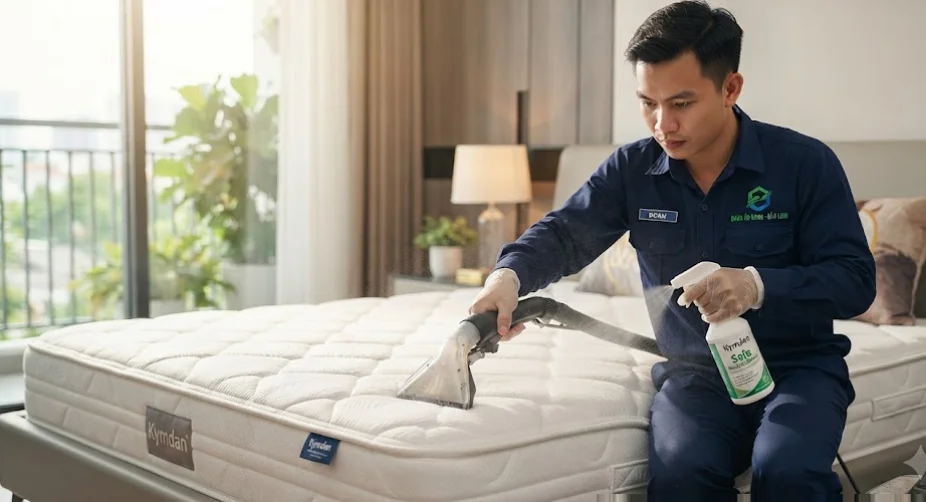 Dịch Vụ Giặt Nệm Kymdan Tại Nhà Nhà Bè Uy Tín - Nệm Kymdan bị ố vàng lâu năm có giặt sạch hoàn toàn được không và phương pháp xử lý tối ưu?