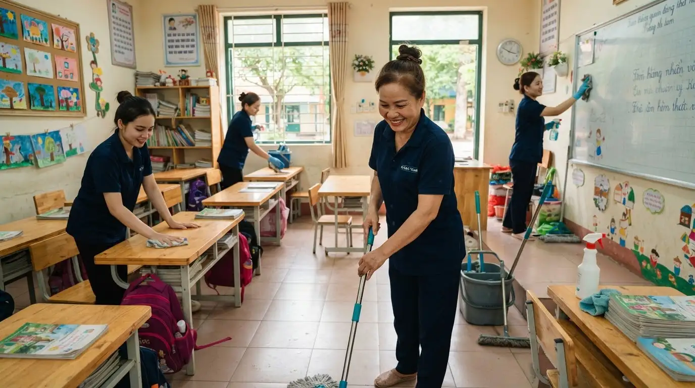 Giặt Đệm Thủ Đức Tận Nhà, Diệt Khuẩn 99% Giá Rẻ - ve-sinh-truong-hoc-s2
